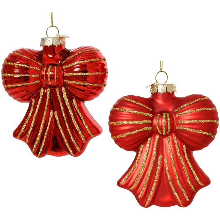 Bombki szklane kokardy 10 cm czerwone 6 szt. KAEMINGK 123964KPL