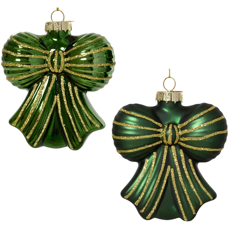 Bombki szklane kokardy zielone 10 cm 6 szt. KAEMINGK 123969KPL