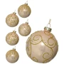 Bombki choinkowe z brokatem 8 cm kpl. 6 szt. perłowe