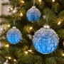 Niebieskie szklane bombki z koralikami kpl. 6 szt. 8 cm