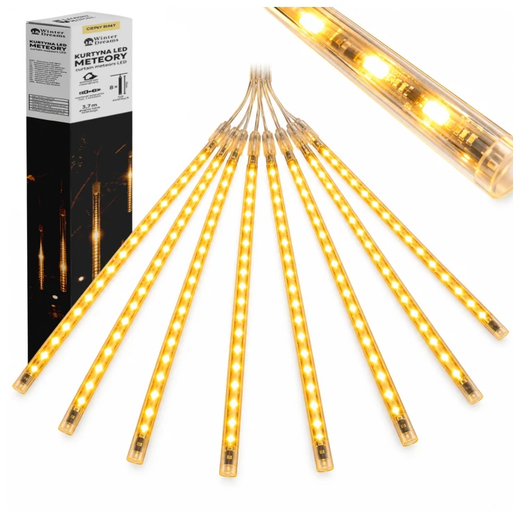 Kurtyna świetlna meteory 288 LED 3,7 m ciepła biel LED6359