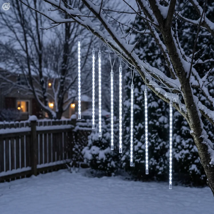 Kurtyna świetlna meteory 288 LED 3,7 m zimna biel LED6366