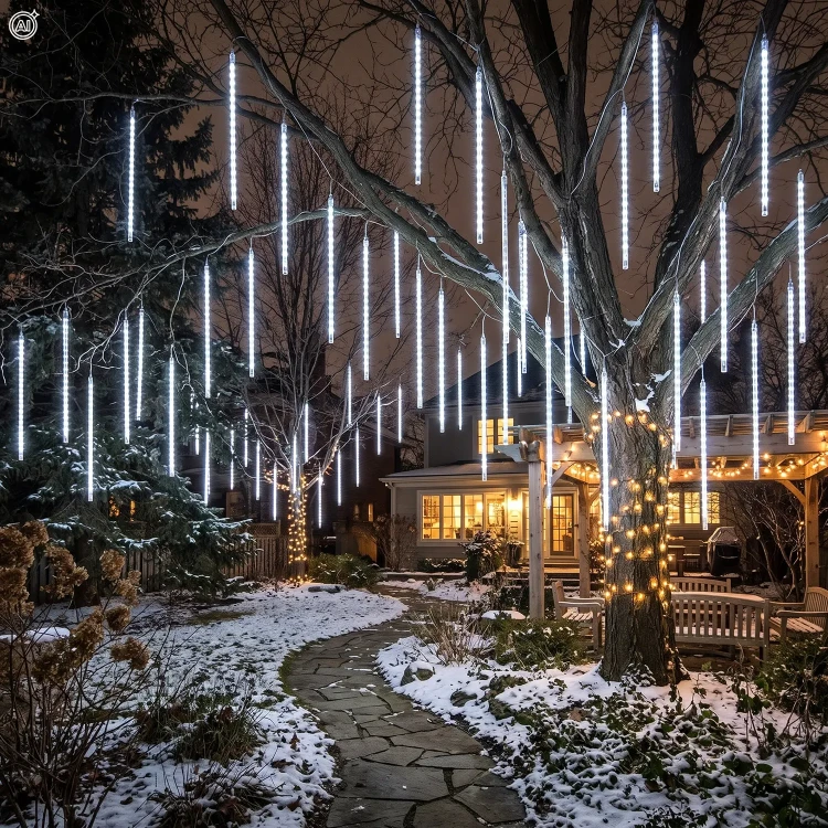 Kurtyna świetlna meteory 288 LED 3,7 m zimna biel LED6366