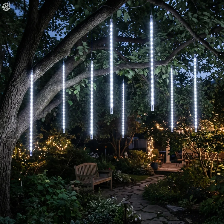 Kurtyna świetlna meteory 288 LED 3,7 m zimna biel LED6366