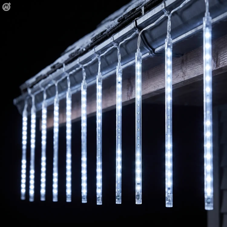 Kurtyna świetlna meteory 288 LED 3,7 m zimna biel LED6366