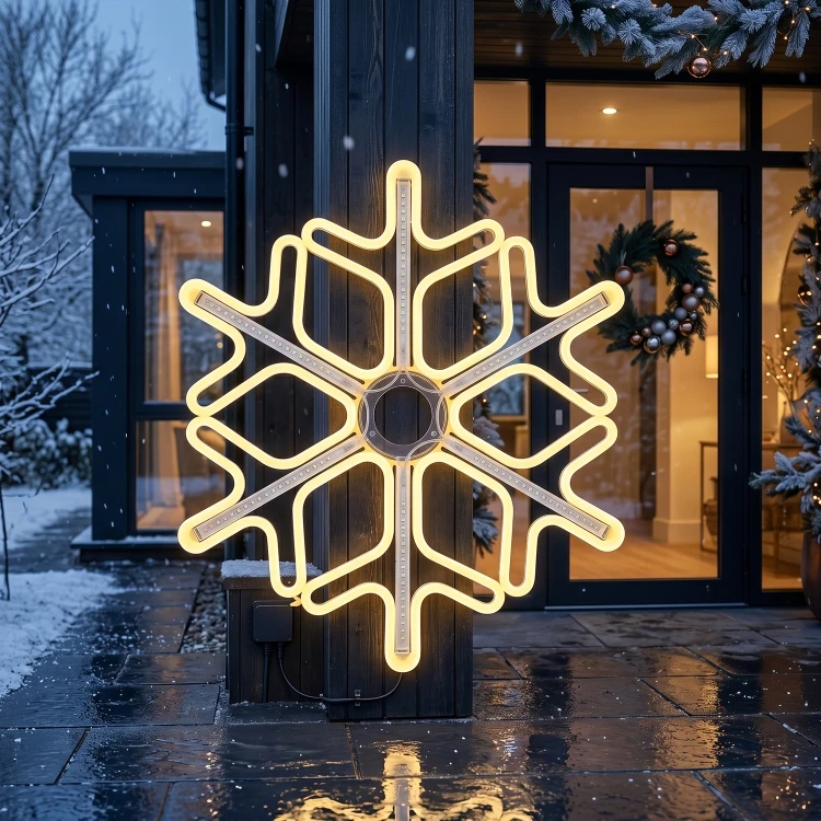 Śnieżynka LED 60 cm neonowa 816 LED ciepła biel flash LED8301