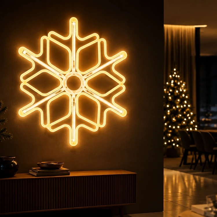 Śnieżynka LED 60 cm neonowa 816 LED ciepła biel flash LED8301