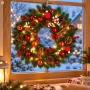 Wieniec na drzwi 40 cm 40 LED zielony z bombkami i laską LED9690