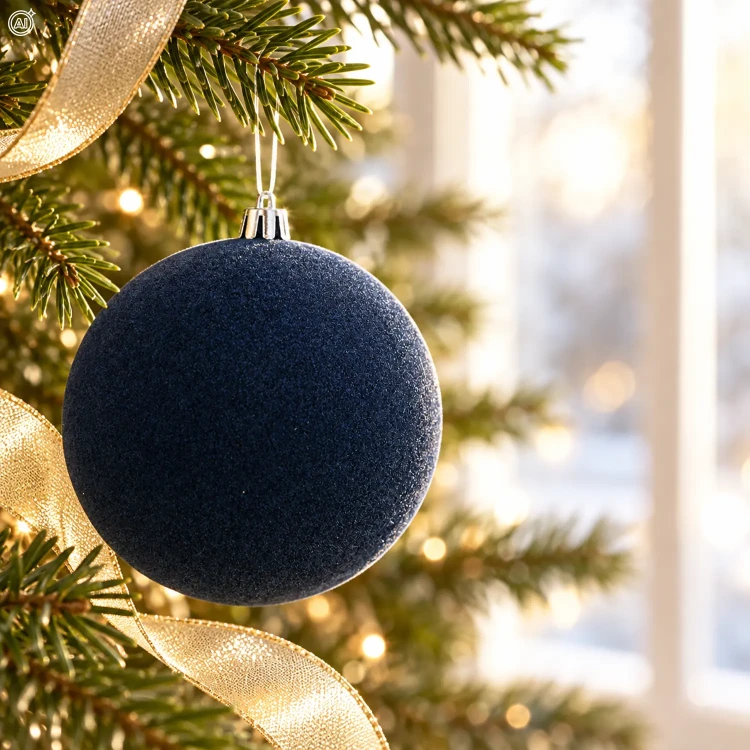 Bombka choinkowa 12 cm granatowa welurowa KAEMINGK 026420