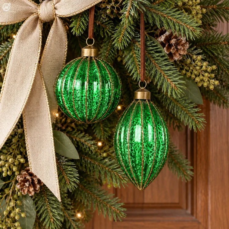 Bombki choinkowe szklane 8 cm 4 szt. zielone z brokatem KAEMINGK 071475-2KPL