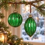 Bombki choinkowe szklane 8 cm 4 szt. zielone z brokatem KAEMINGK 071475-2KPL