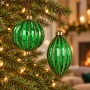 Bombki choinkowe szklane 8 cm 4 szt. zielone z brokatem KAEMINGK 071475-2KPL