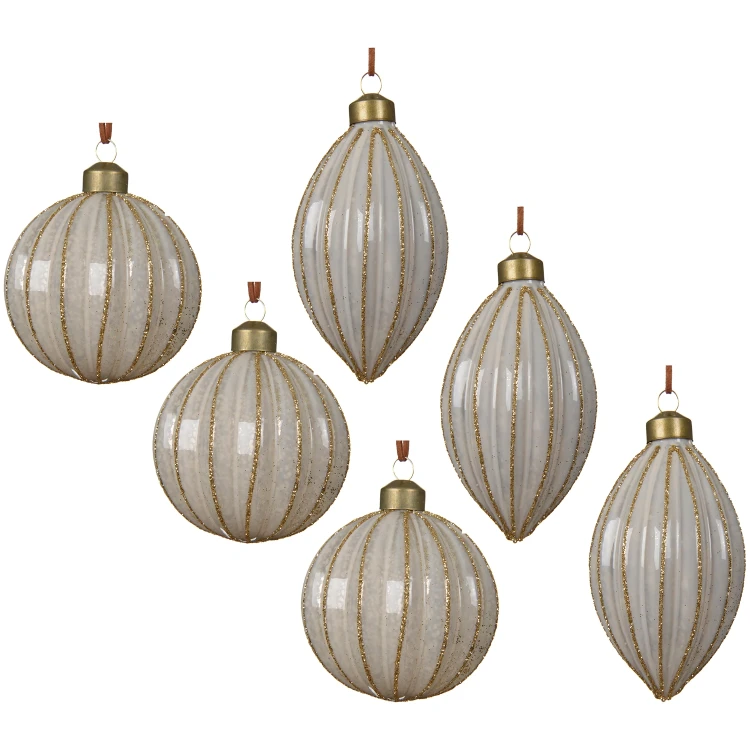 Bombki szklane perłowe 8 cm 6 szt. sople KAEMINGK 071494-1KPL