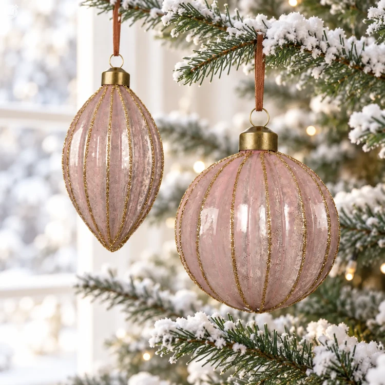 Bombki szklane różowe 8 cm 6 szt. sople KAEMINGK 071494-2KPL