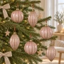 Bombki szklane różowe 8 cm 6 szt. sople KAEMINGK 071494-2KPL