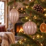 Bombki szklane różowe 8 cm 6 szt. sople KAEMINGK 071494-2KPL