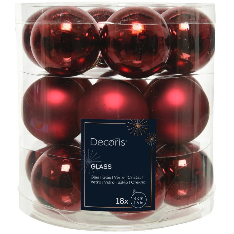 Bordowe bombki szklane na choinkę 18 szt 4 cm KAEMINGK 010442