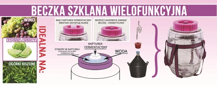 Słój fermentacyjny 22l z zakrętką z szelkami