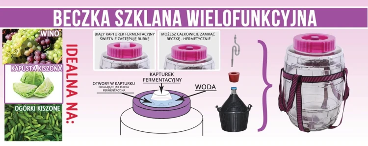 Słój fermentacyjny 16l z zakrętką i szelkami