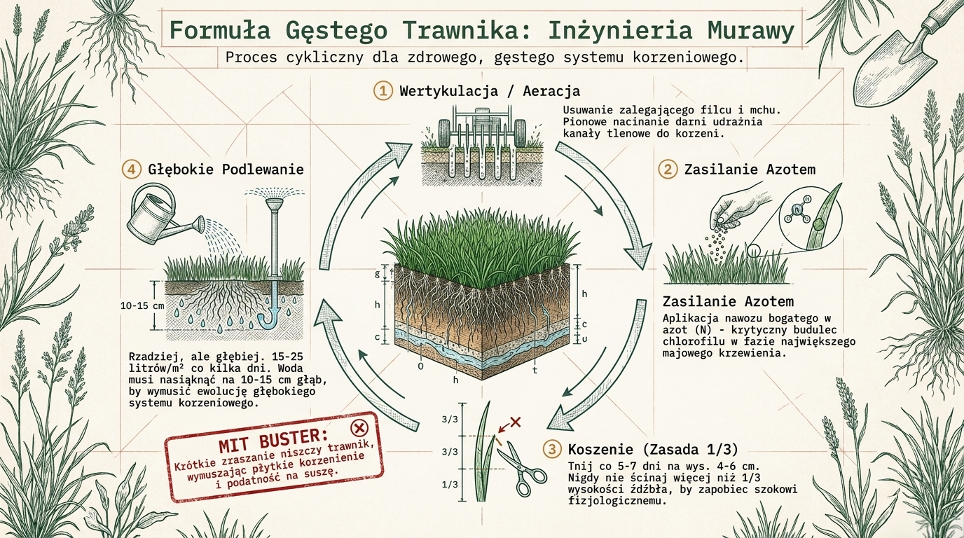 Formuła gęstego trawnika - proces cykliczny dla zdrowego, gęstego systemu korzeniowego