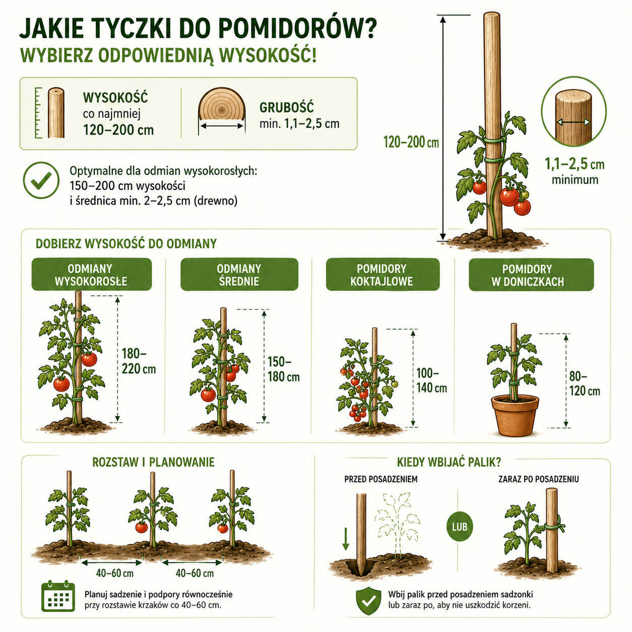 Jaką wysokość tyczki wybrać dla pomidorów różnych odmian?