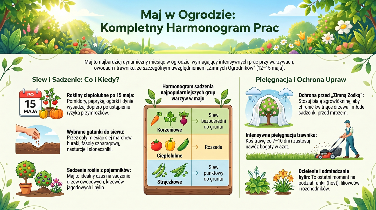 Maj w ogrodzie - komplenty harmonogram prac