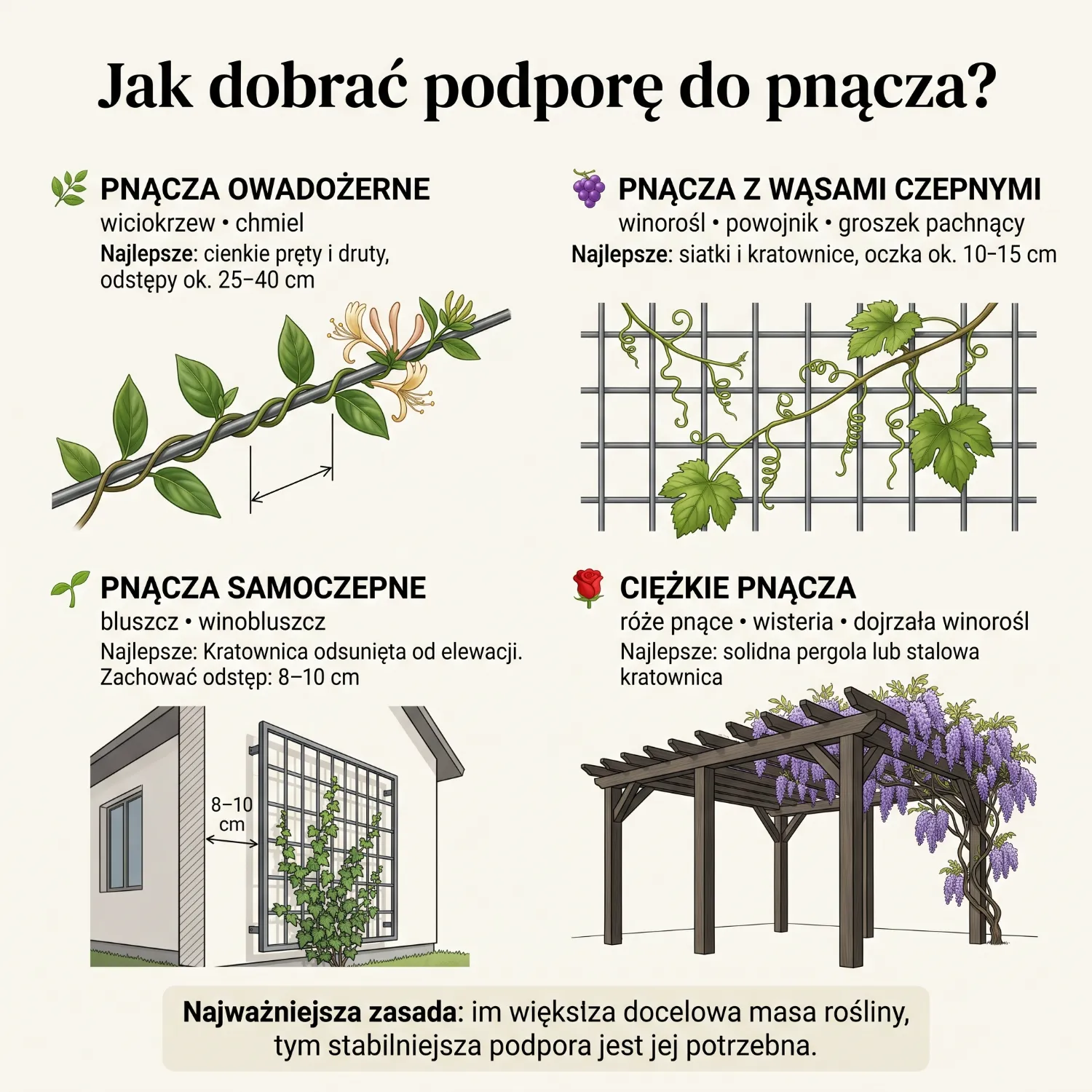 Dobór podpory do mechanizmu wspinania pnącza