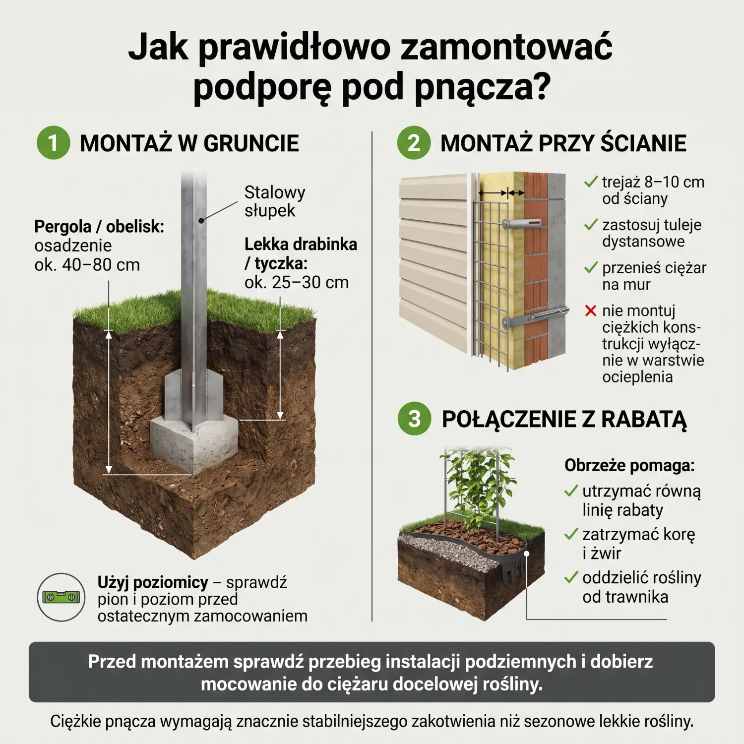 Montaż podpory pod pnącza na elewacji