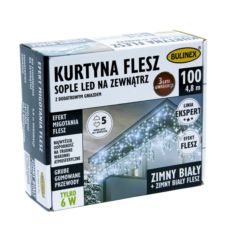 Kurtyna świetlna sople zimna biała 4,8 m fot.8